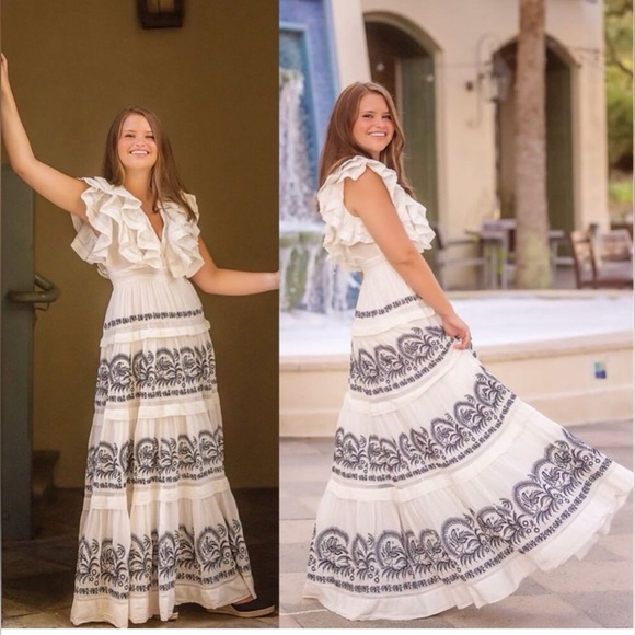 Ulla Johnson Marjorie Tiered Ruffle Maxi Dress Gown Size 2 - Picture 8 of 10